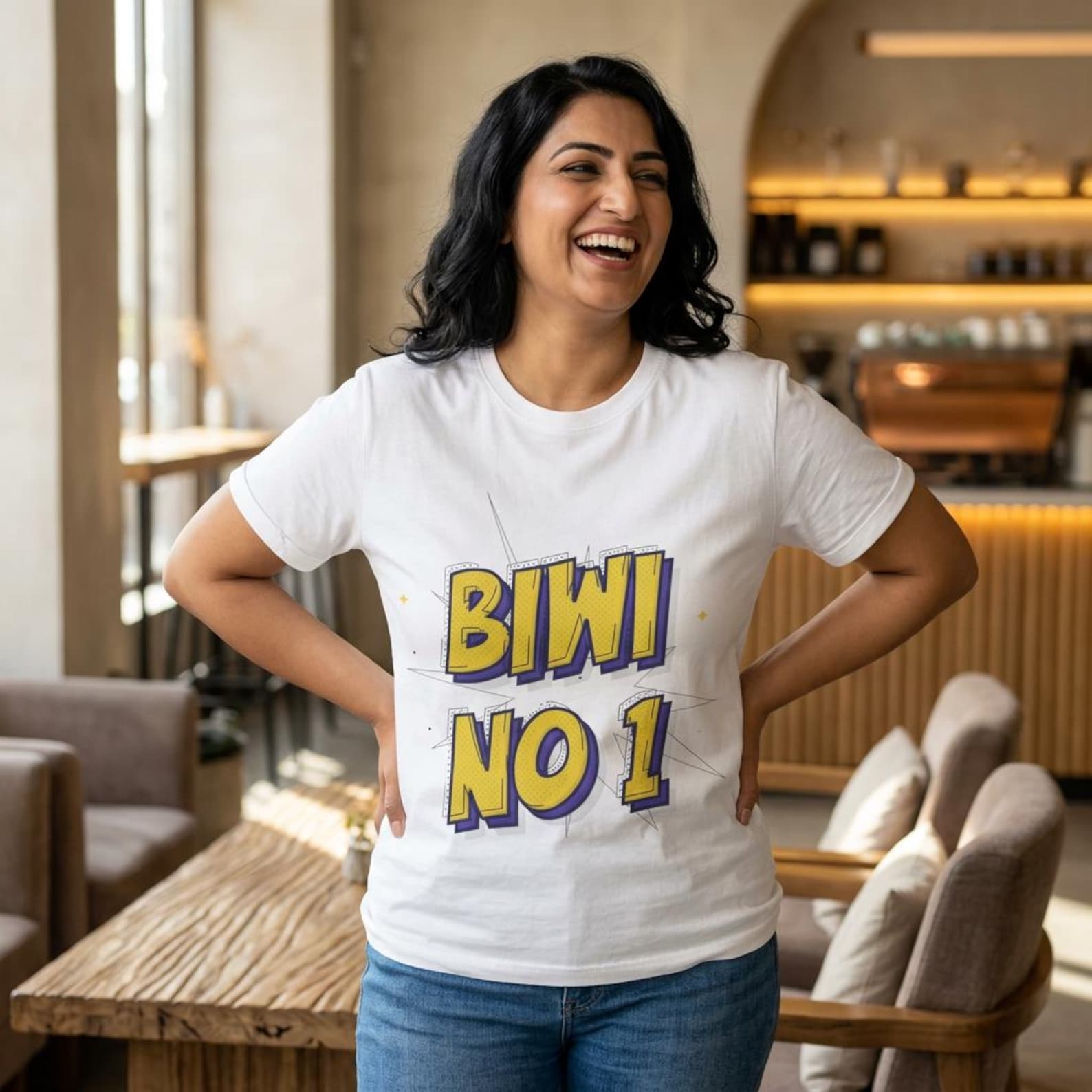 Desi couples tee, Biwi No 1 graphic T-shirt, Indian couple shirt, matching couple tees, desi wife apparel XL