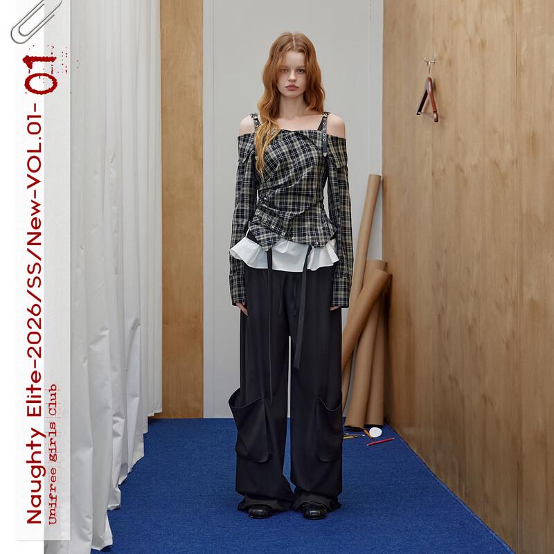 unifree American College Style Irregular Hem Long-Sleeve Shirt