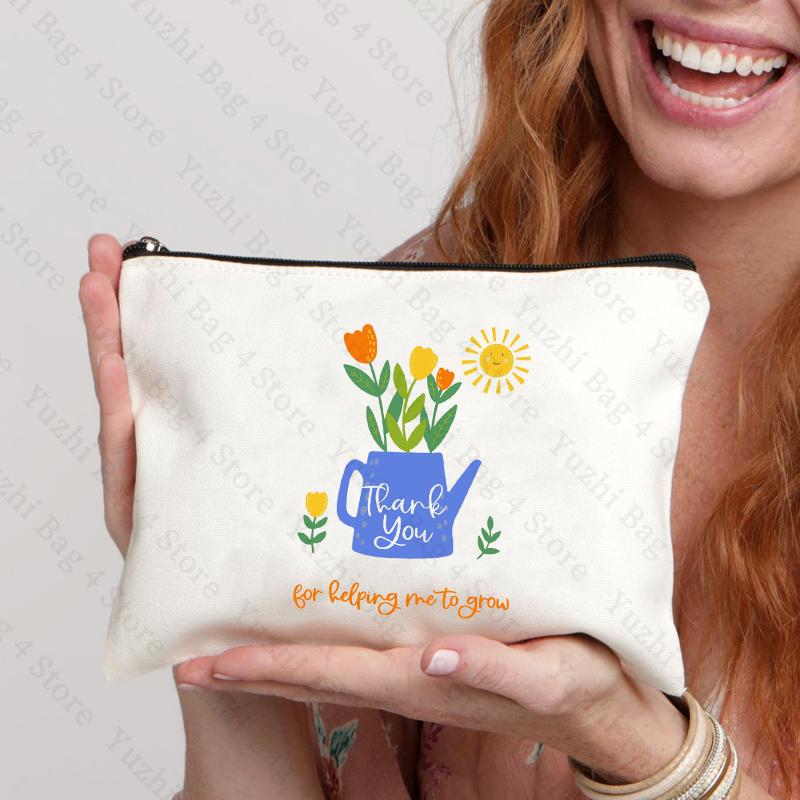 

Thank You for Helping Me To Grow Simple Potted Plant Pattern Cosmetics Bag Toiletry Bag Appreciation Gift for Teacher