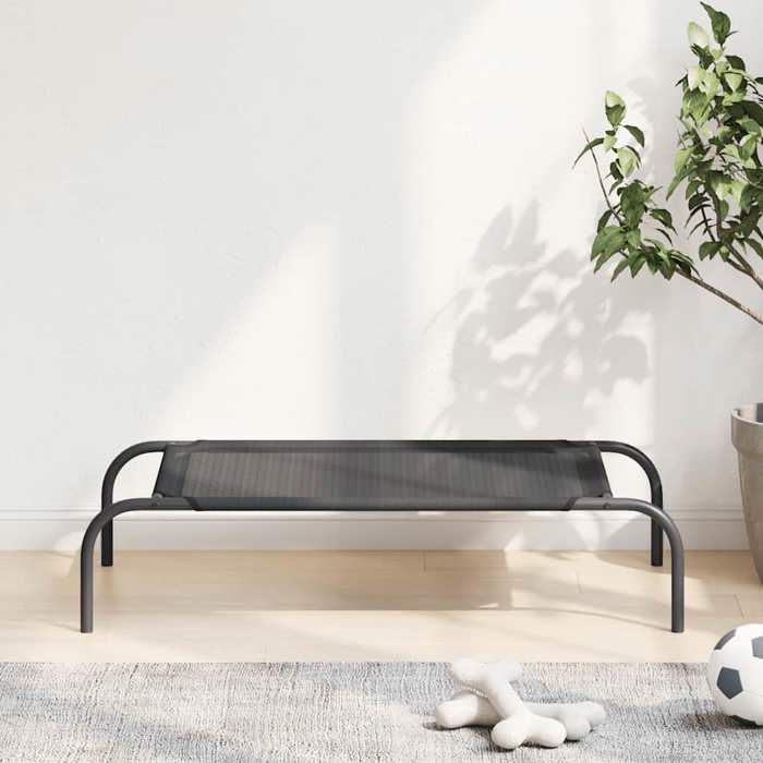 VidaXL Lit Surélevé pour Chiens Noir S Textilène Paniers Corbeille pour Chiens 170661