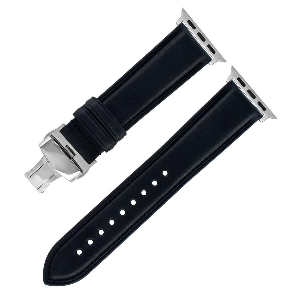 The First-Layer Cowhide Bracelet Is Suitable For Apple Watch S7 Strap Applewatch8 Genuine Leather Butterfly Buckle Strap.