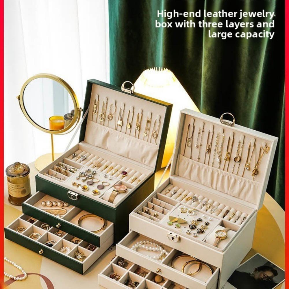 Jewelry Storage Box High-end Delicate Necklace Earrings Gold Jewelry Box Large Capacity Multi-layer Jewelry Box