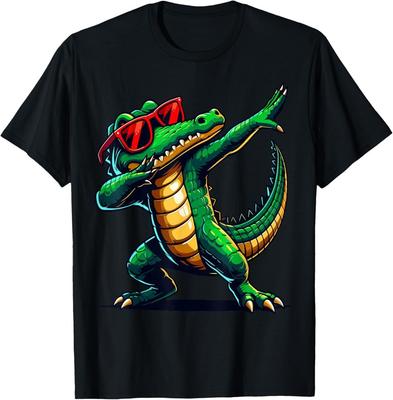 Dabbende Krokodil met Zonnebril Alligator Dier T-Shirt unisex T-Shirt