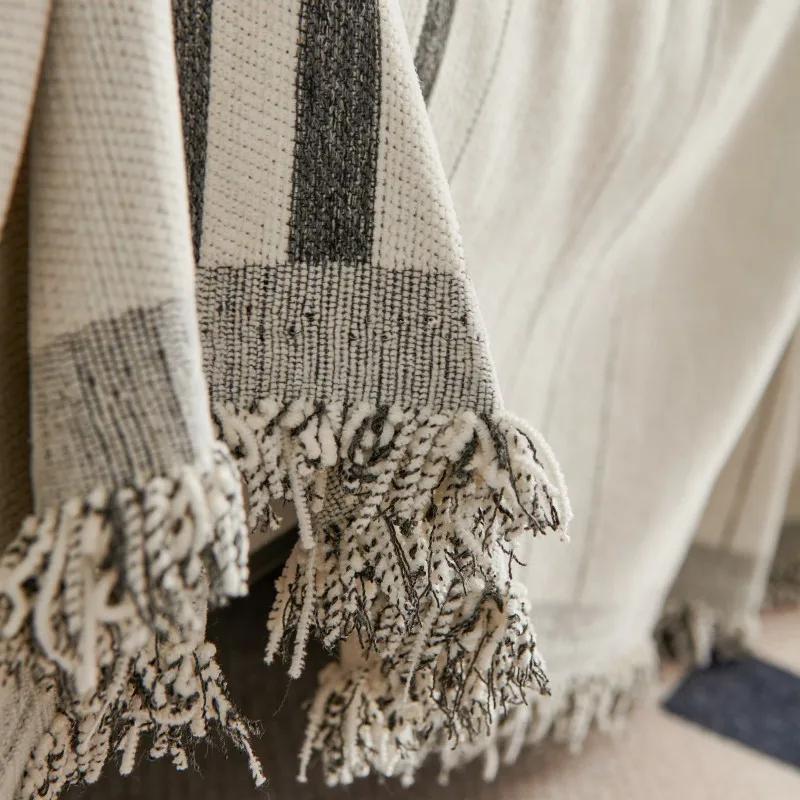 Evropa Pruhovaný Potah na Pohovku Silná Krycí Látka Žinylková Žakárová Univerzální Střapec Potah na Pohovku Protiskluzový Jednodílný Ručník na Opěradlo