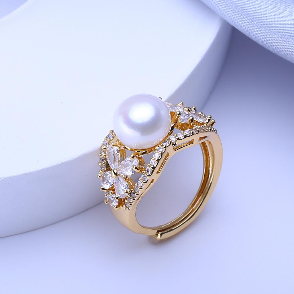 LSOOYH Natur Süßwasser Große Perlenringe für Frauen Luxus Ehering, Geeignete Geschenke für Geburtstage, Muttertag und andere Feiertage