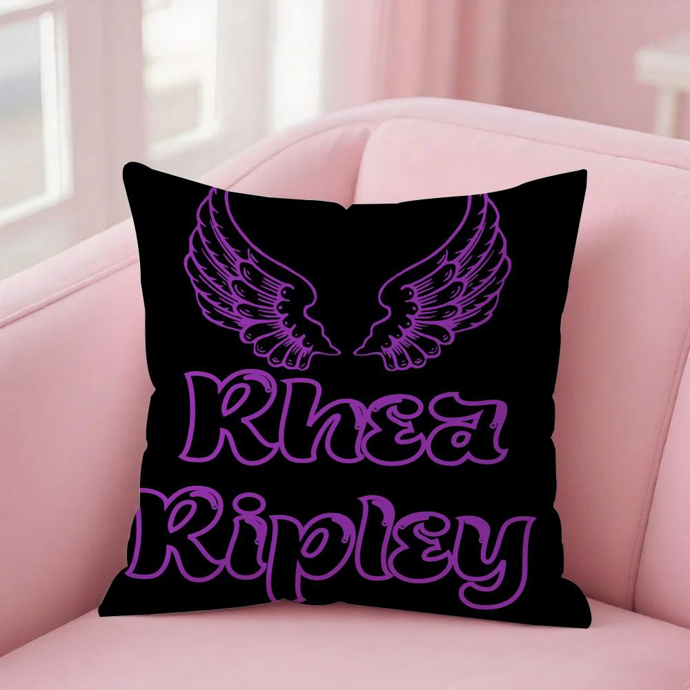 R-Rhea R-Ripley Pillow Case Square Double-Sided Printing Short Plush Sofa Cushion Cover Bedroom Bedside Pillow