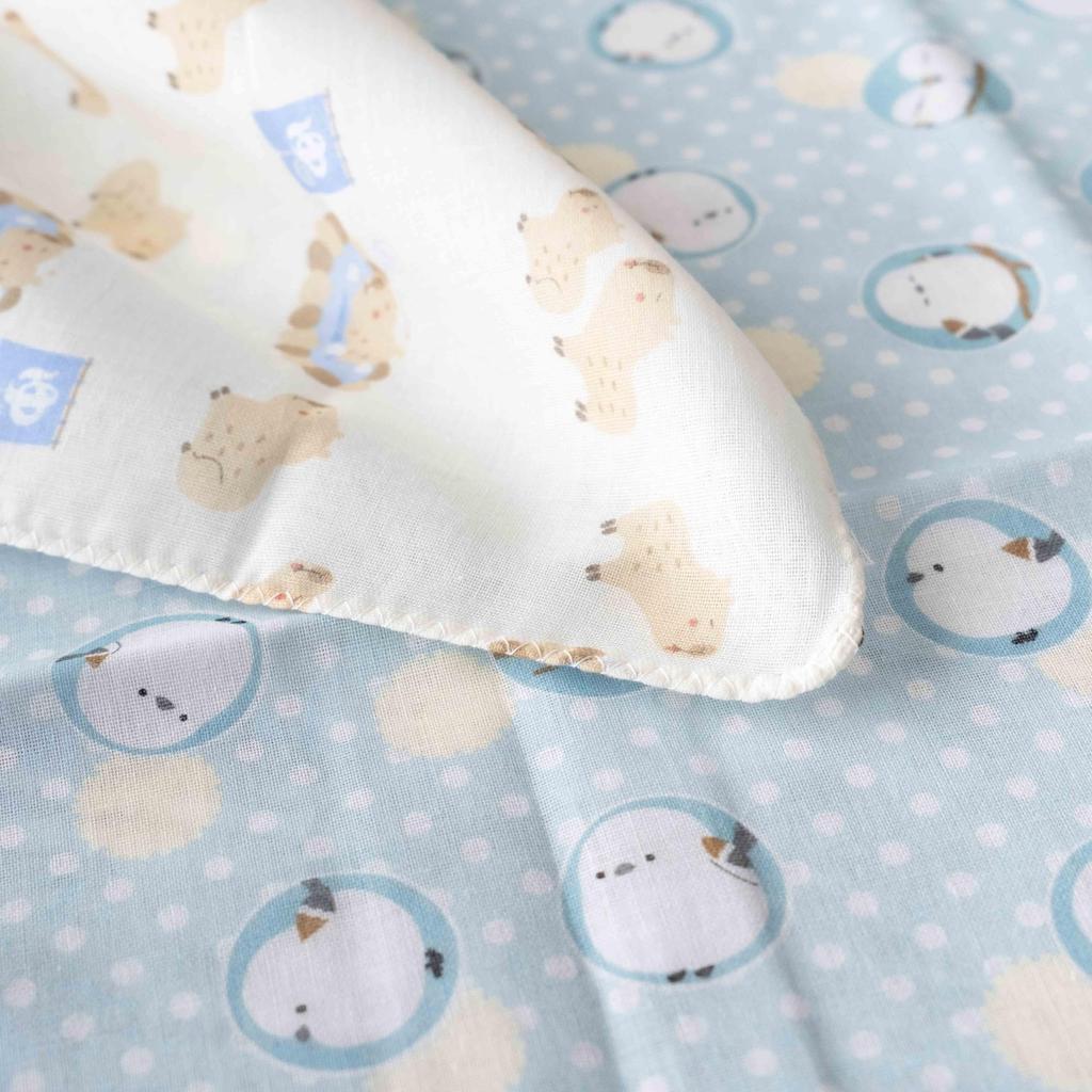 Made in Soft and Cute Gauze Hand Cotton and Japan, Towels, 100% (3 designs Long-tailed Tit, Capybara, Panda)
