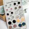 12 paren/set charmante vrouwen ronde strass bloem oorbellen sieraden cadeau