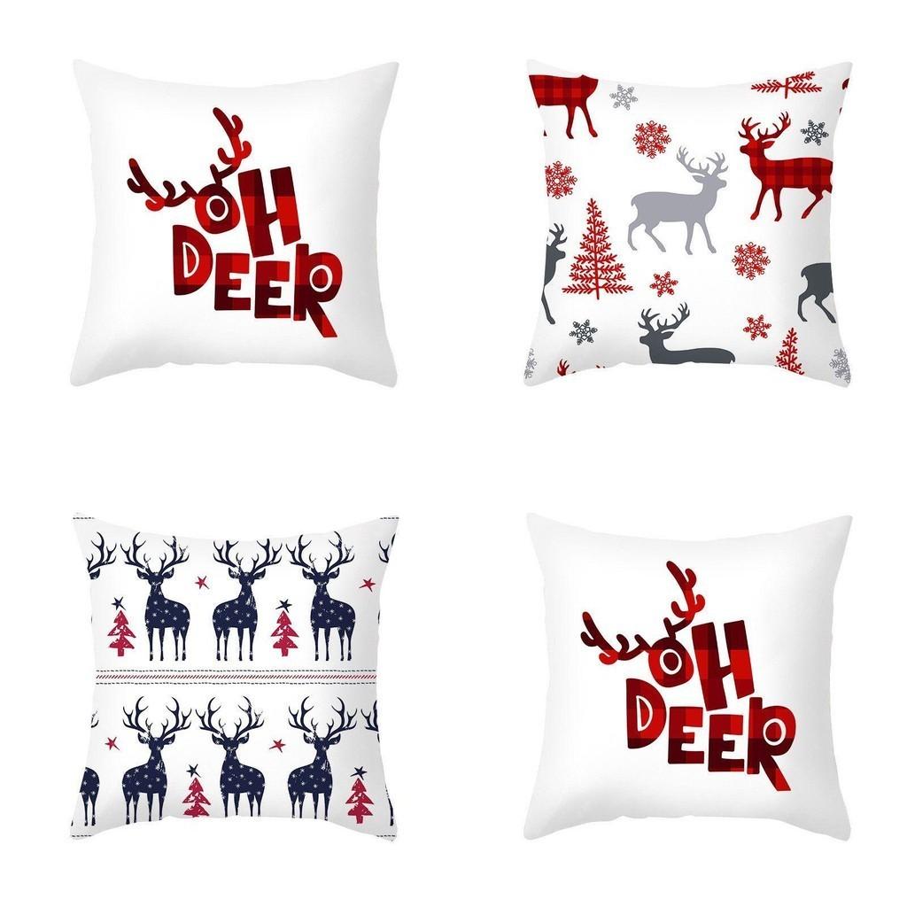 Festive Christmas Pillow Case Cushion Cover Featuring Adorable Reindeer Design