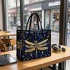 Stylish Dragonfly Pattern Tote Bag Elegant Daily Use Casual Portable Handbag for Women