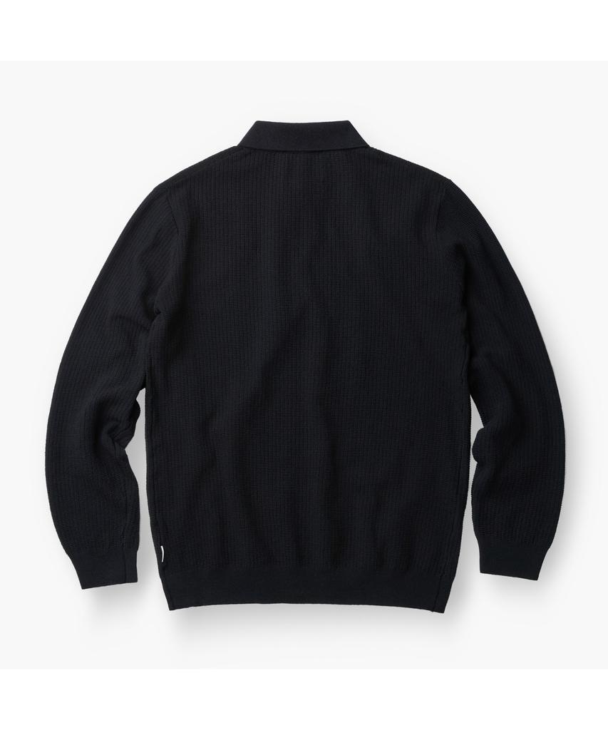 Henlikoteun Long Sleeve Textured Polo Knit Ahwas26611Bkx