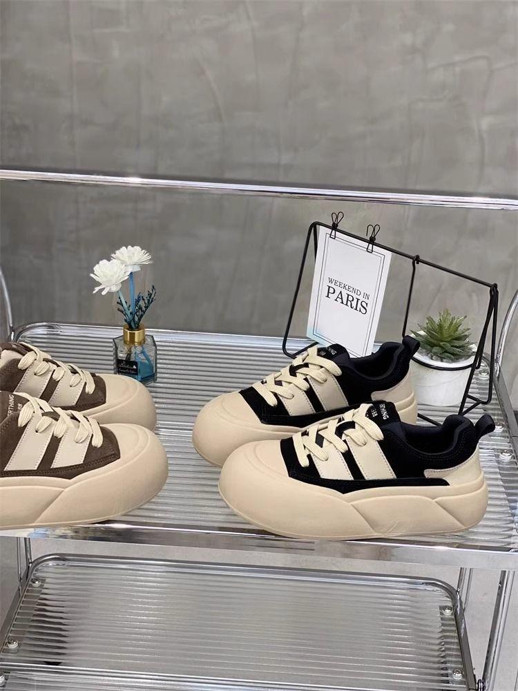 Fluffy Women's Shoes Show Feet Small Platform Bread Shoes Women 2025 New Spring and Autumn Versatile Chic Internet Celebrity Casual Board Shoes Tide