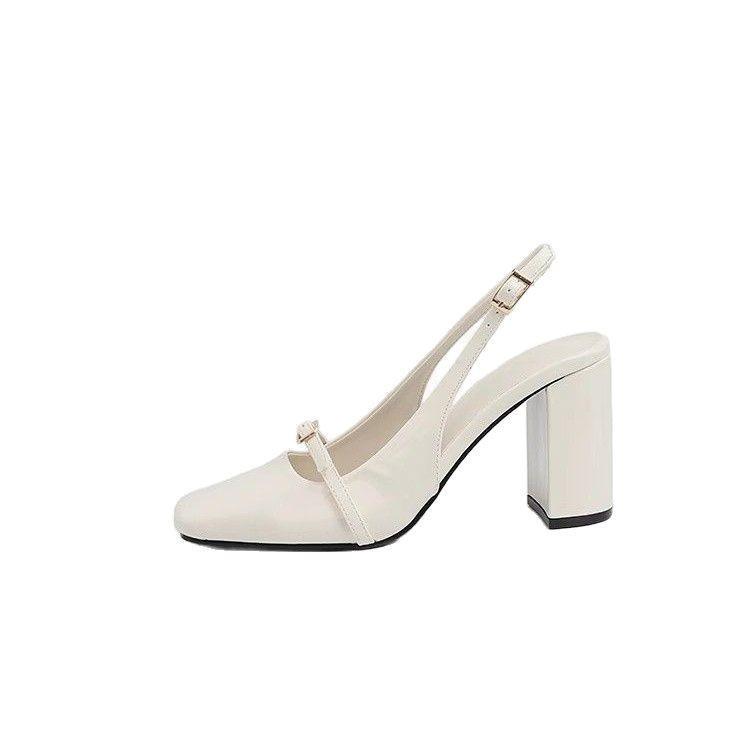 Niche design temperament high heels spring and summer new retro simple casual square head height display legs long sandals