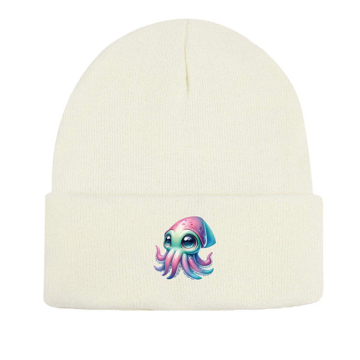 

Octopus Winter Knitted Cap Beanie, Animal Woman Cap Slouchy Autumn Sporting Headwear Knit Hat Beanie as the picture белый