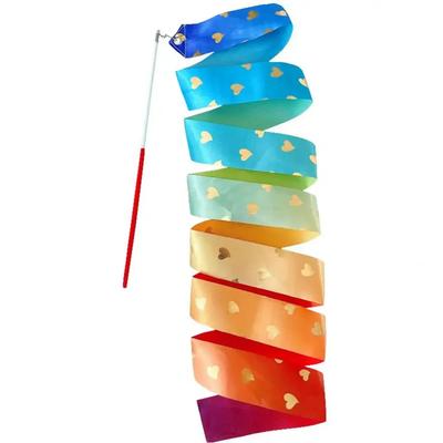 2M stuha pro moderní gymnastiku Živá barva Měkká Hladká Flexibilní Hůlka pro tanečnici Taneční stuha na točení Barevný Love Gradient