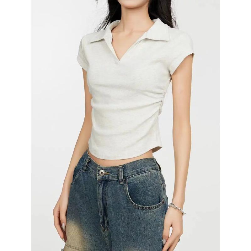 Cotton Summer Sexy Women's T Shirt Skinny Slim Basic Solid Crop Short Sleeve TShirtCasual Tee Women