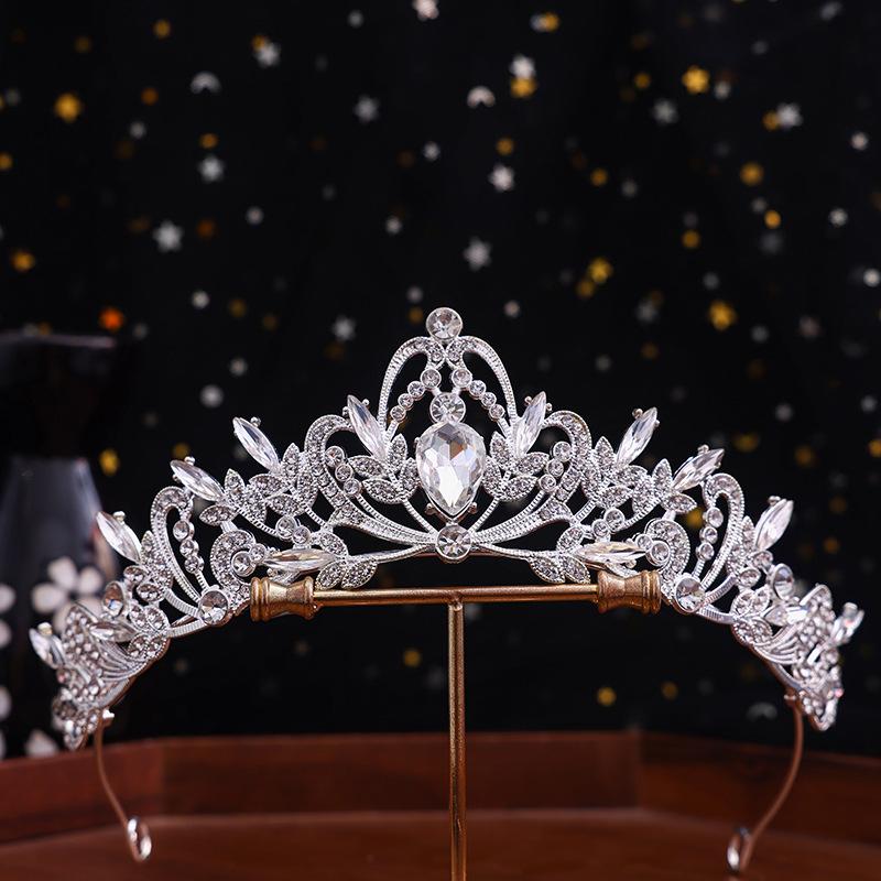 1pc Bridal Crown Tiara Alloy Black Vintage Baroque Rhinestone Crystal Wedding Dress Accessories Performance Hair Accessories