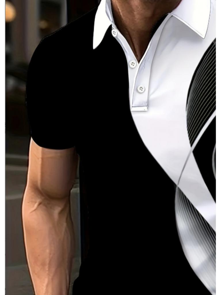 Men'S Breathable High-Golf Sweater - Casual Short Sleeve Fashion Contrast Design, Machine Washable