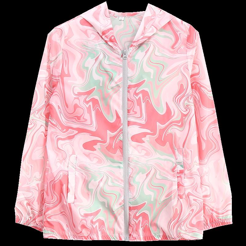 Women's Casual Color-Block Hooded Lightweight Jacket