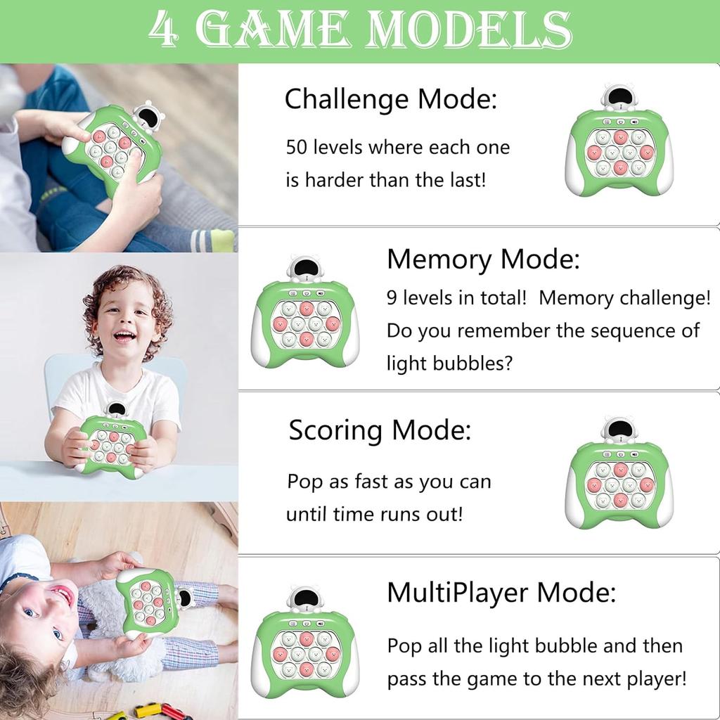 Joc rapid de împingere, Pop Fidget Light Up It Pocket Game pentru copii cu vârste între 3-12 ani, jucărie de joc senzorială portabilă cu 4 moduri de petrecere Joc rapid de împingere Jucării Fidget