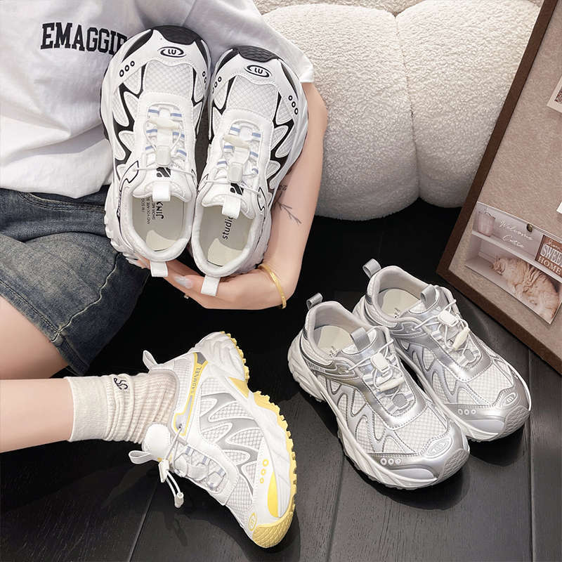 Mesh breathable dad shoes women's autumn new versatile thick-soled heightening casual sports shoes outdoor hiking shoes