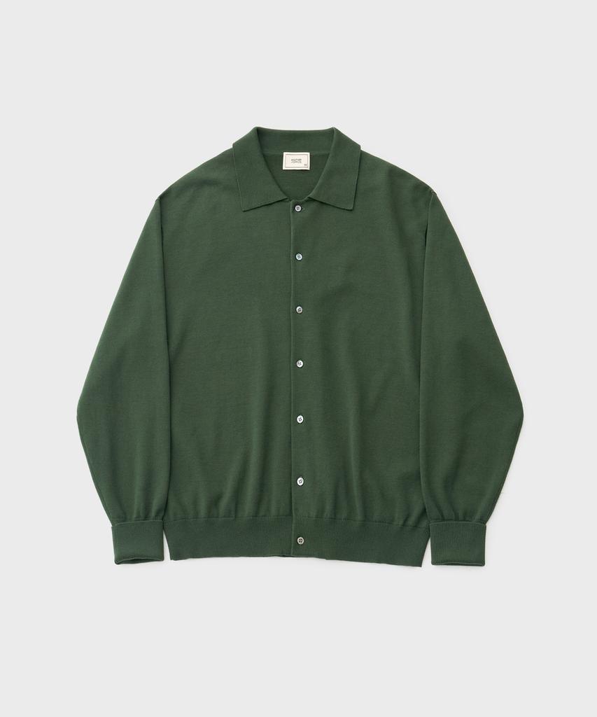 Another Office Scape Knit Polo Cardigan (Forest)