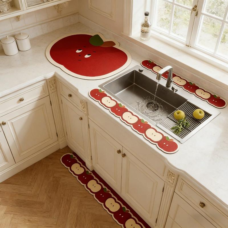 Non-slip Diatomite Faucet Water Barrier Mat Stain-proof Quick Dry Absorbent Pad for Bathroom Vanity Kitchen Sink Countertop