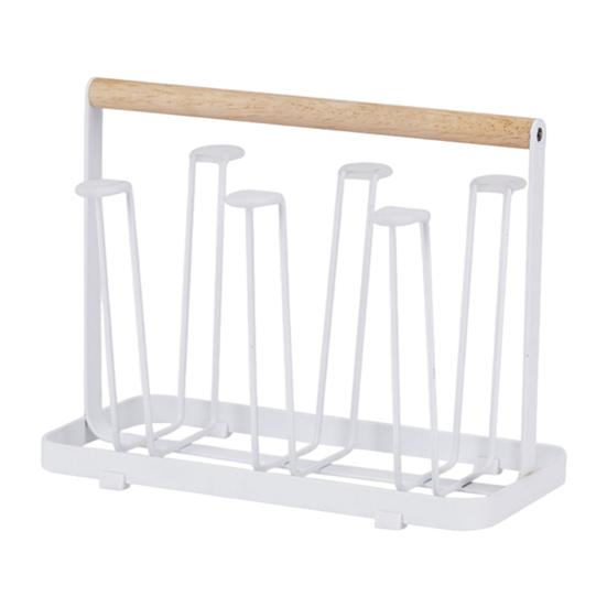 

Подставка для стаканов из железа с 6 крючками, нержавеющая металлическая сушилка с деревянной ручкой, компактный кухонный органайзер для кружек, стаканов, бутылок