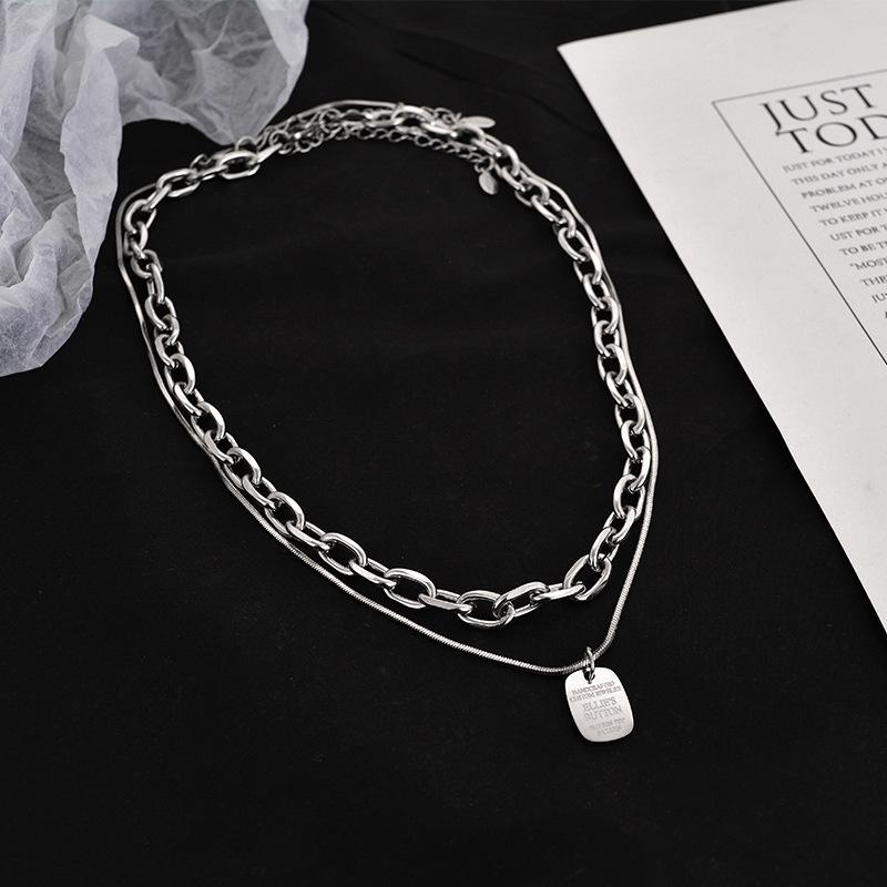Trendy Hip-Hop Letter Tag Double-Layer Choker Necklace for Men & Women