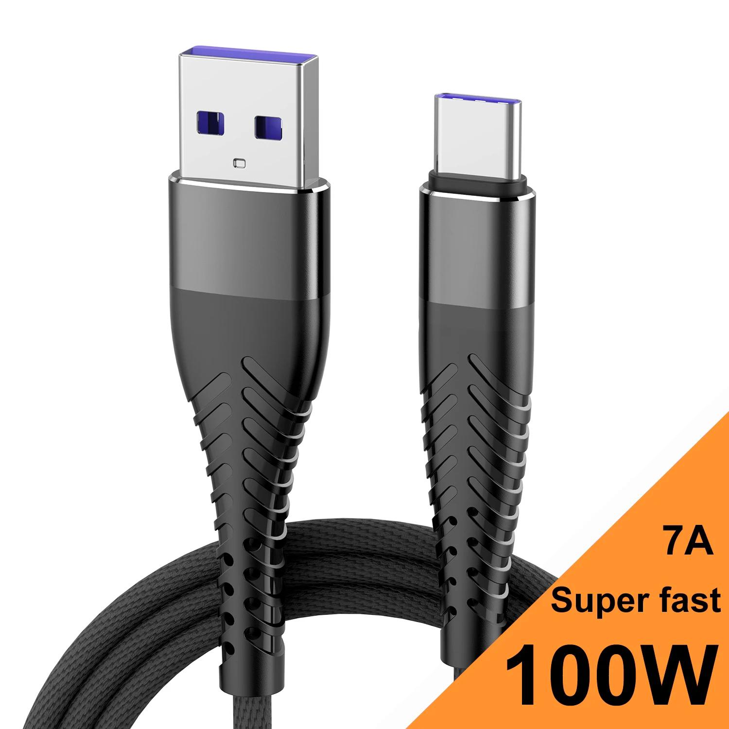 

0.25m/1m/2m/3m 100W 7A Data Cables USB to Type C Super Data Cords Weaving USB C Wires Nylon Braided Wires Fast Charging Cables 0.25M чорний
