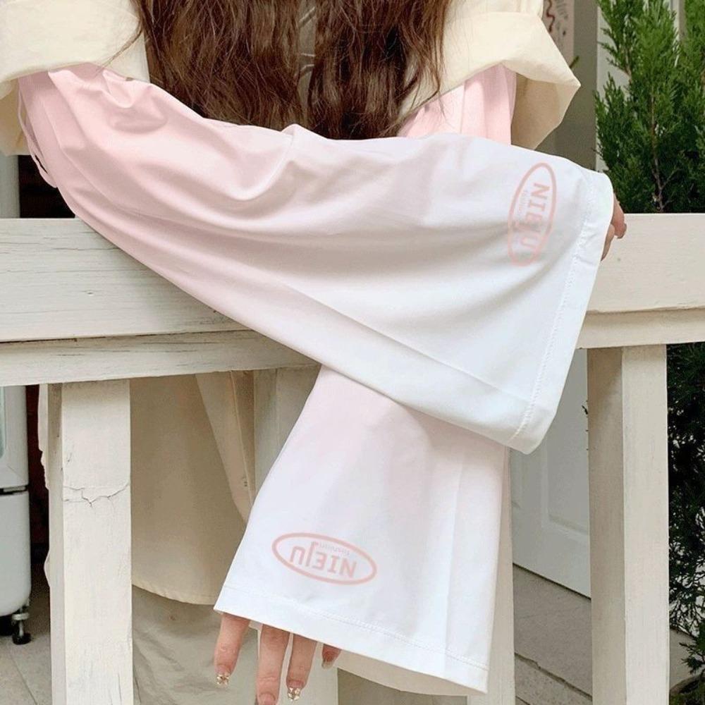 1pair Loose Fit Sun Protection Sleeve Ice Silk Arm Sleeves New Trumpet Sleeve Summer