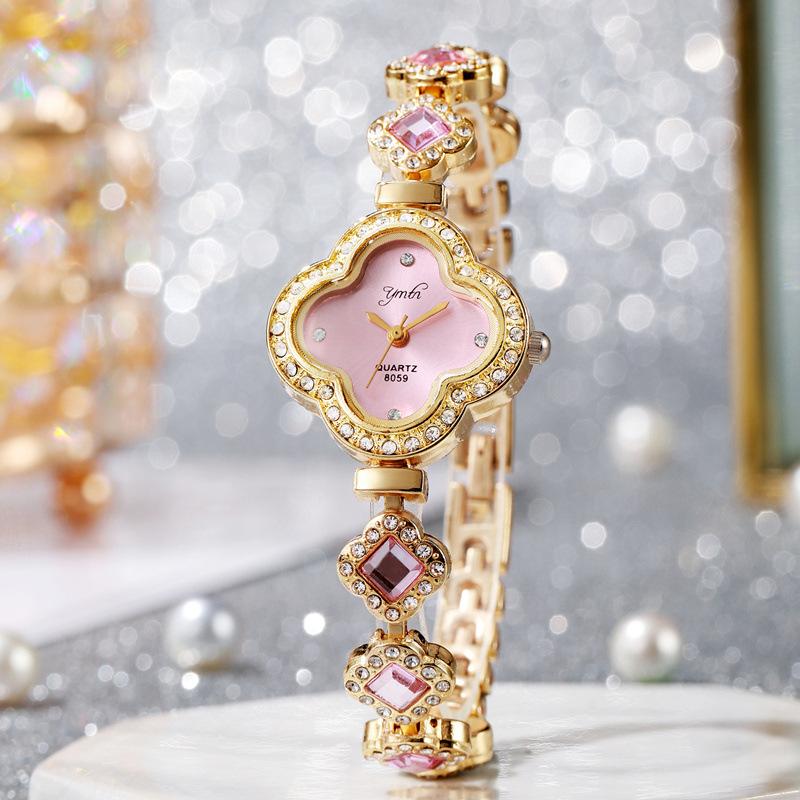 

Новые модные женские часы женские Four Leaf Clover Small Dial Advanced Light Luxury Watch розовый