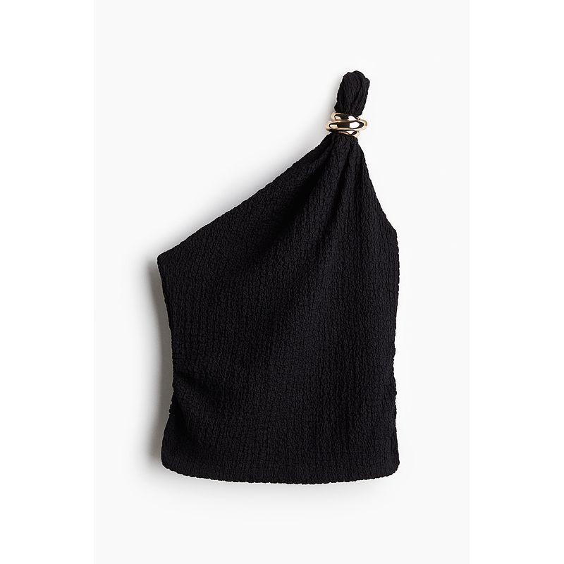 

HM Women s Vest Fall 2025 New Arrival One Shoulder Silm Sleeveless Asymmetric Neckline Tops 1293575 Black 150/76