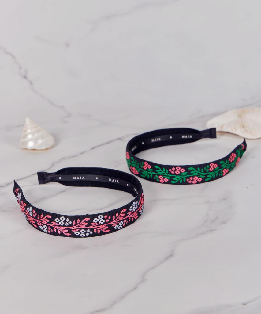 Maia Pink Vine Headband P-Green