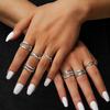6Pcs/Set 2026 New Brown Stone Widened Opening Rings Set for Women Simple Twisted Lines Personality Finger Rings Party Jewelry