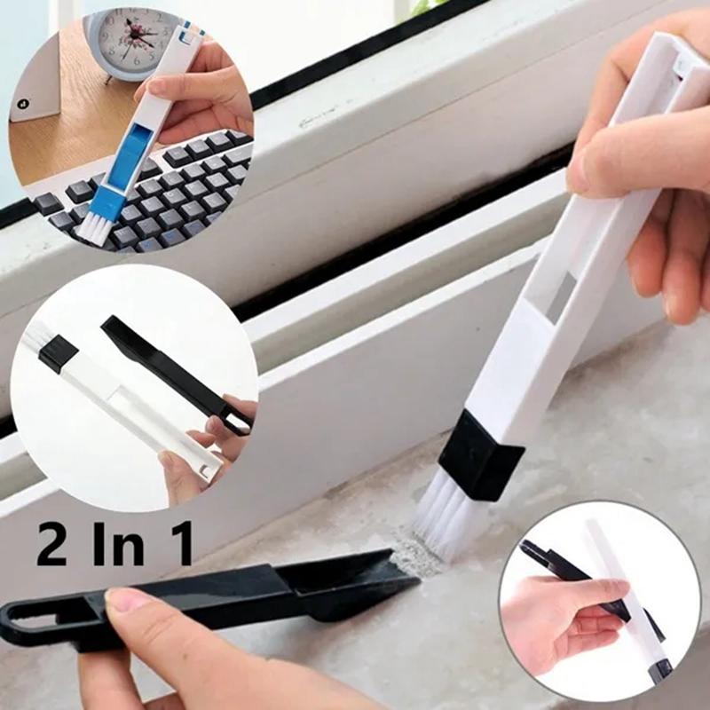 2 Pcs Window Groove Cleaning Brush with Cleaning Dustpan Screen Window Cleaning Tools