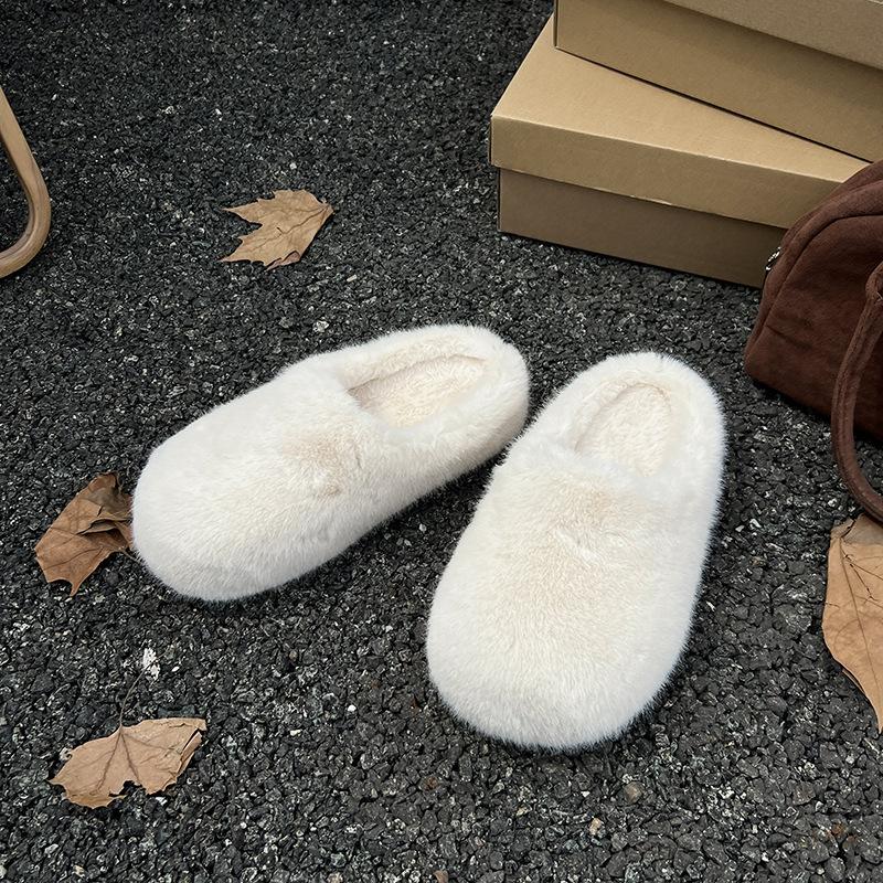 Mao Mao shoes women's outer wear 2025 new winter thick-soled plush warm furry one-pedal soft-soled maternity cotton shoes