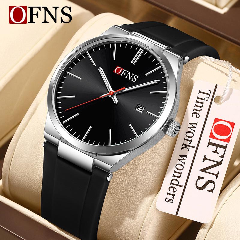 OFNS Classic Unisex Quartz Wristwatch with Calendar, Luminous Hands, 30M Waterproof, Thin Design, High-Value Bar Index.
