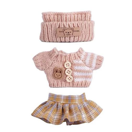 17cm Doll Clothes 3-Piece Hat Sweater Pants Sets Handmade Baby Doll Outfits Stylish Adorable Accessories for Doll Collectors