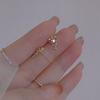 Pink Magic Wand Earrings Women's Light Luxury Simple Zircon Little Star Earrings Temperament Pentagram Scepter Earrings