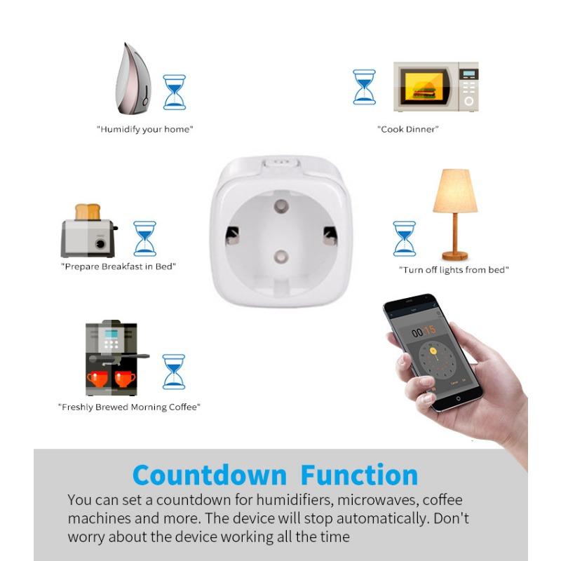 Graffiti WiFi Smart Socket European Standard Plug 16A Electric Quantity Measurement Alexa Voice Phone Remote Control
