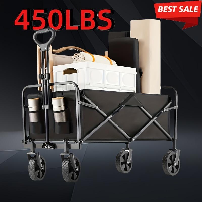 

450 lbs Folding Trolley, Heavy Duty Utility Portable Foldable Outdoor Beach Field Trolley with 360° All Terrain Wheels, Side Bag United States