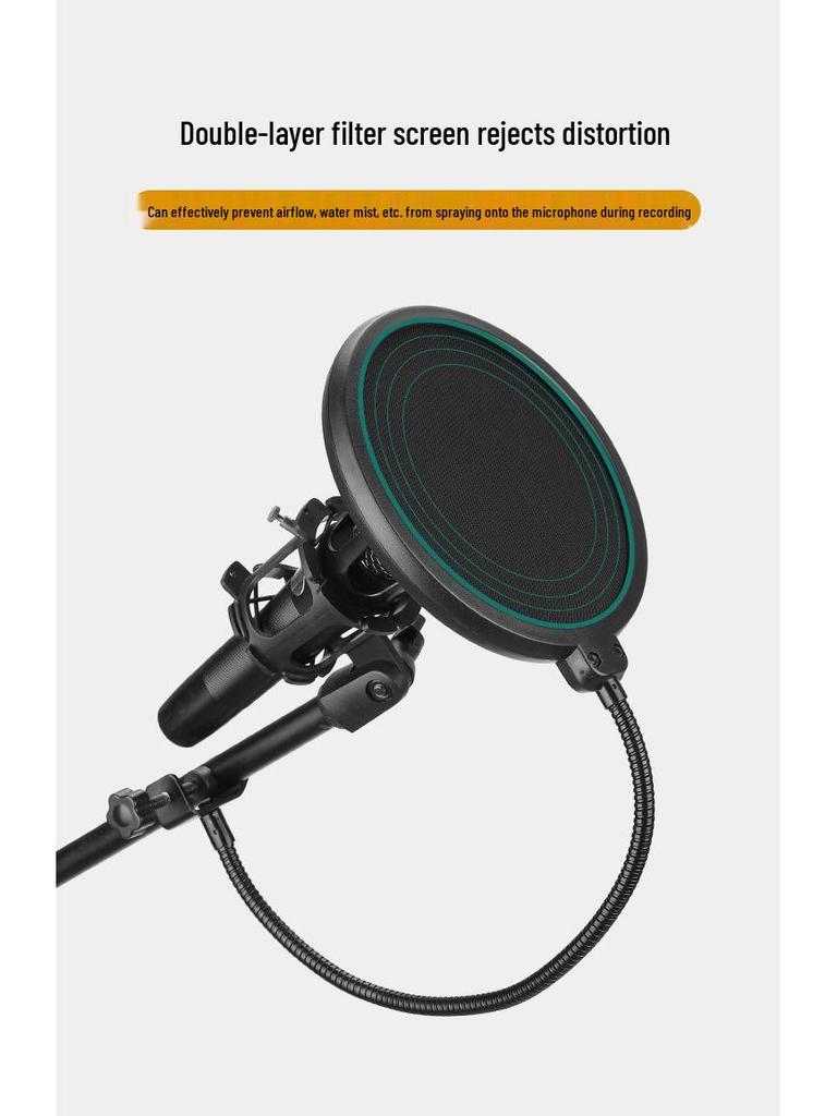 Adjustable Gooseneck Microphone Pop Filter for Streaming & Recording - Universal Clip-on, Small/Large