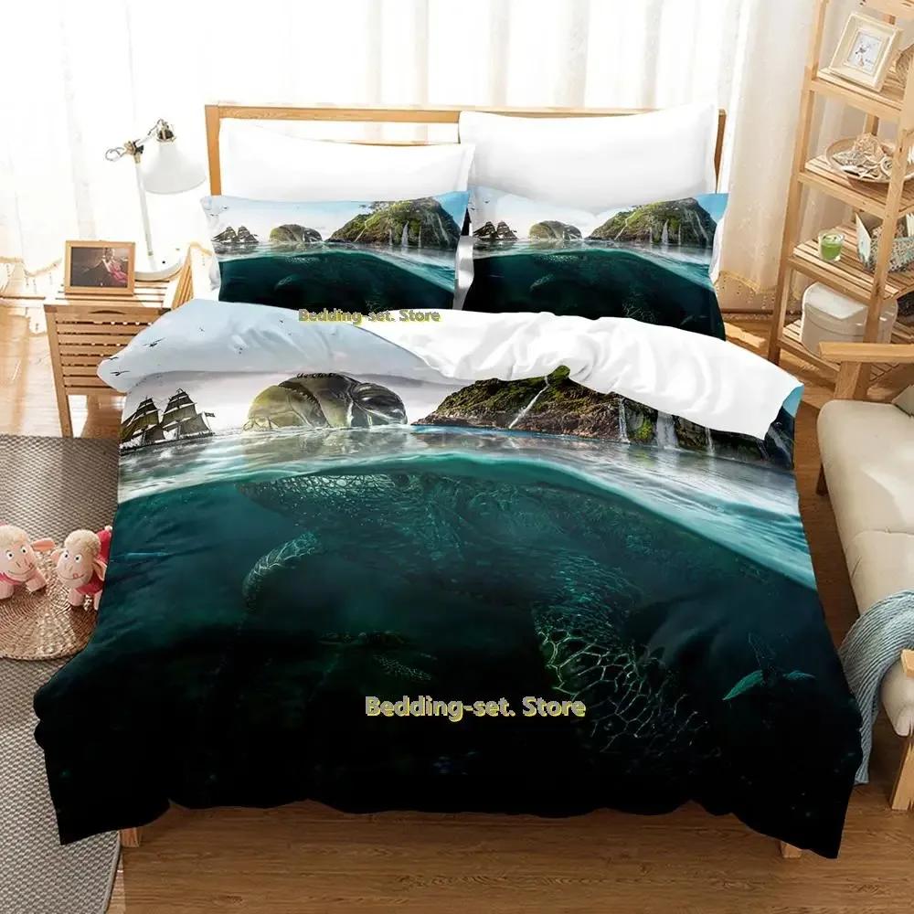 2023 World Turtles Turtle Island Bedding Set Cartoon Anime Three-piece Set Adult Kid Bedroom Duvetcover Sets 3D Kawaii Animal