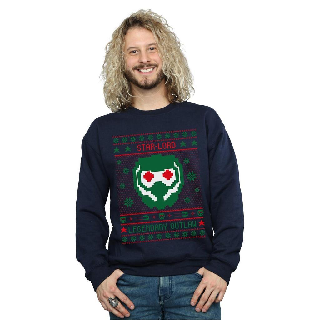 Marvel Herren Guardians Of The Galaxy Vol. 2 Sterne Star Lord Fair Isle Sweatshirt