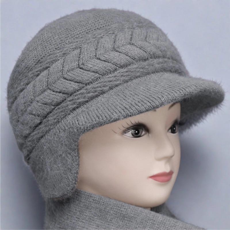 

Теплый комплект шапка-утка и шарф для женщин – толстая вязаная шерсть, идеально подходит для осени и зимы