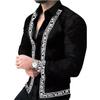 Men European Style Slim Fit Floral Print Turn Down Collar Long Sleeve Casual Shirt