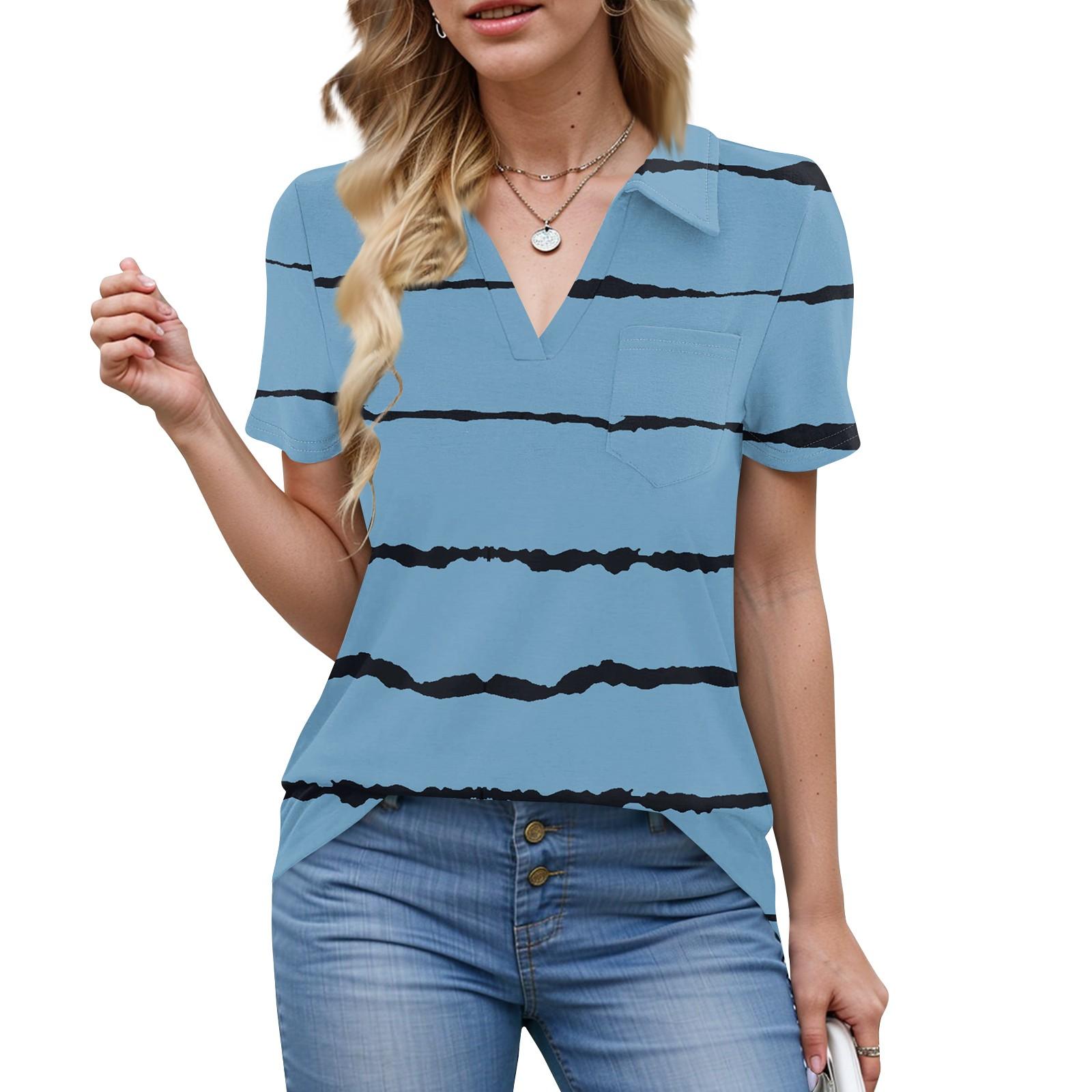 

Женские рубашки, летние деловые повседневные рабочие топы с коротким рукавом, застегивающиеся на пуговицы, воротник, V-образный вырез, блузка, футболка M