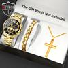 Watch Accessories Three-Piece Men'S Watch Gold Steel Belt Men'S Bracelet Necklace Quartz Watch