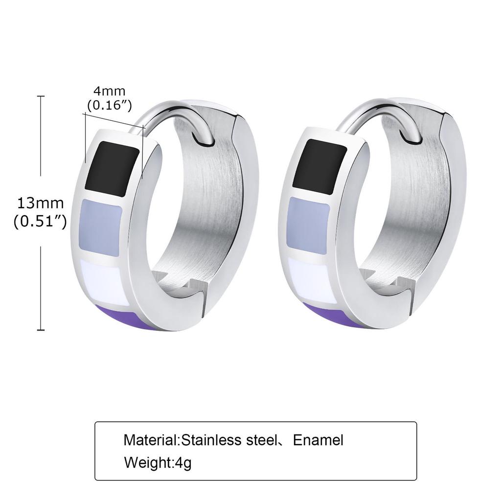 Colorful Stainless Steel Flag Hoop Earrings for Men & Women - PE-014